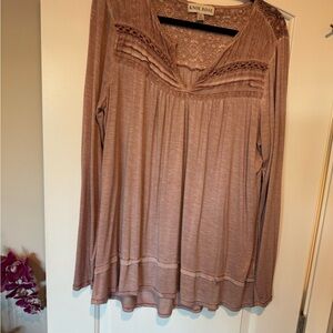 Knox Rose Pink V-Neck Ruffled Blouse